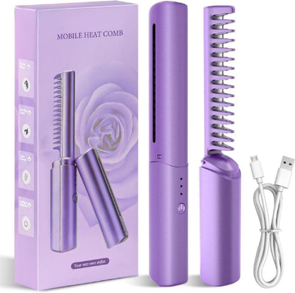 Mini Hair Straightener™ |  Cordless Rechargeable Mini Adjustable Hair Straightener Hot Comb